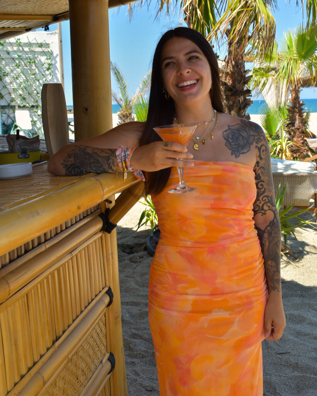 Robe bustier orange