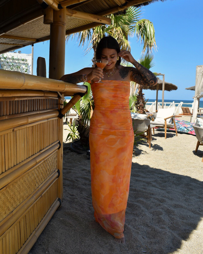 Robe bustier orange