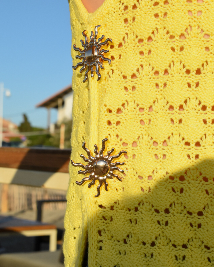Top maille jaune