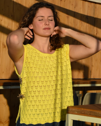 Top maille jaune