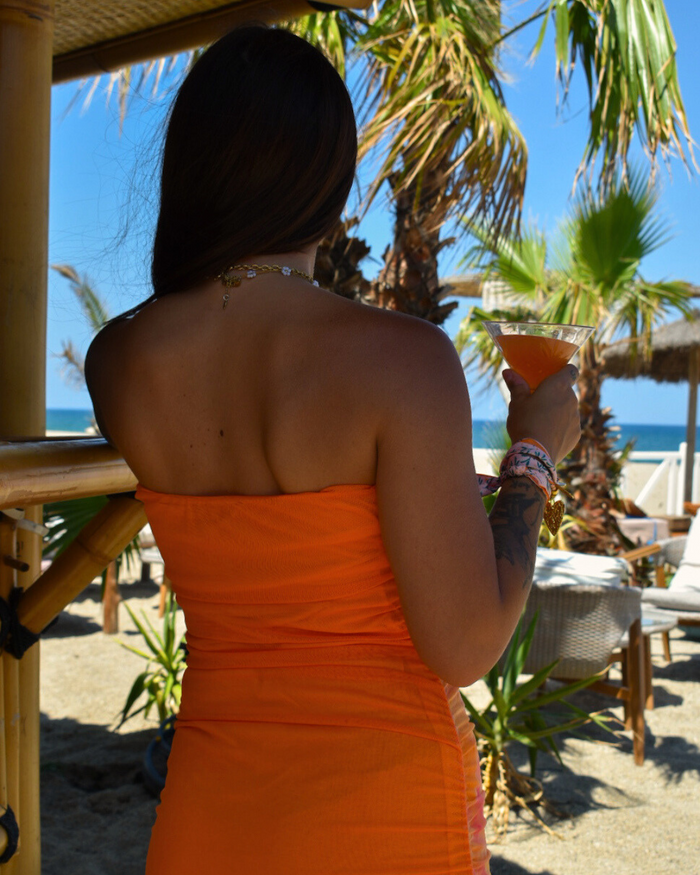 Robe bustier orange