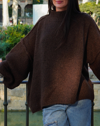 Pull col haut chocolat