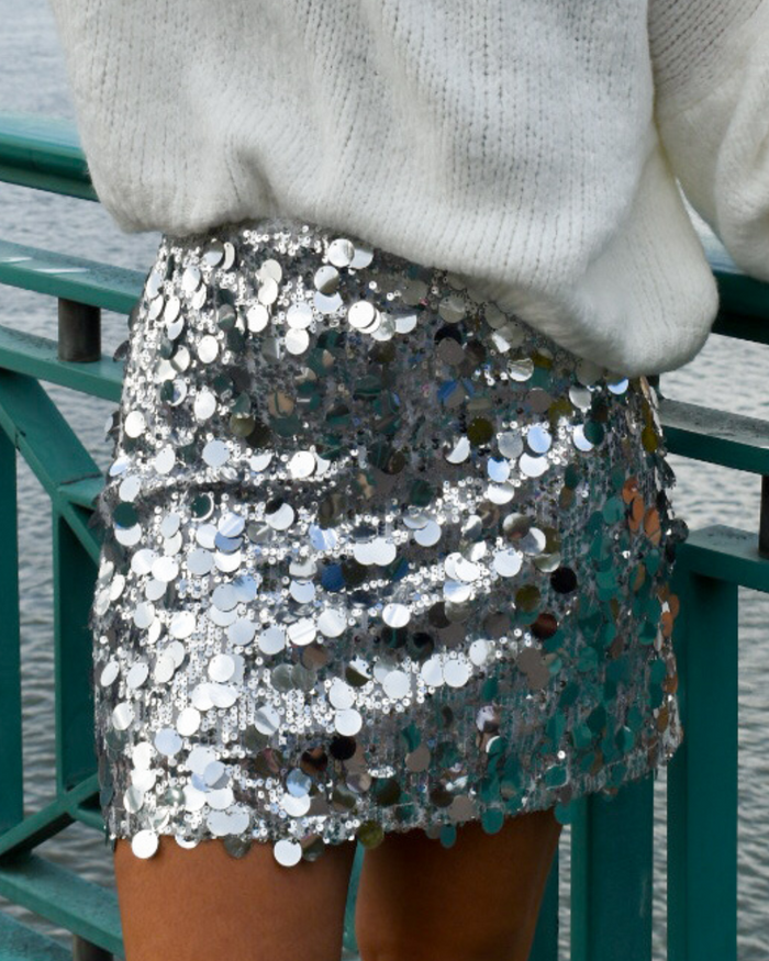 Jupe sequin/strass