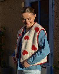 Gilet sans manches cœur écru