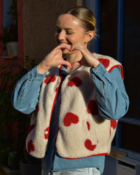 Gilet sans manches cœur écru