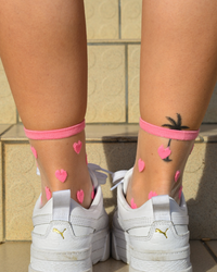 Chaussettes cœur rose pâle