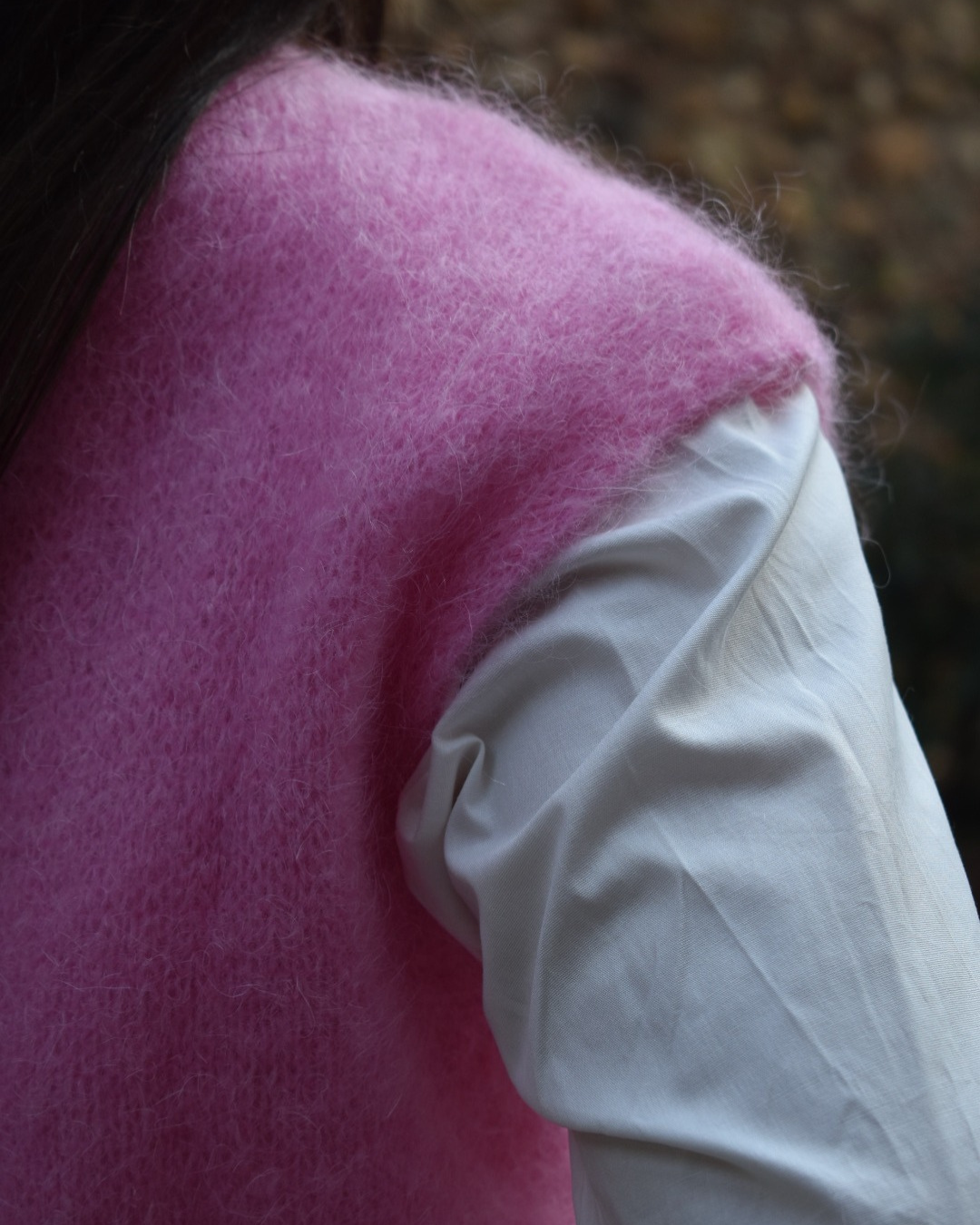 Pull sans manche mohair rose