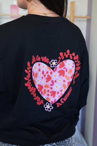 Sweat col rond à la vie, à l'amour (🩷🖤🩶)