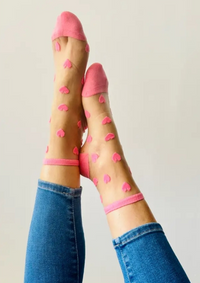 Chaussettes cœur rose pâle