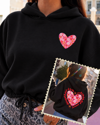 Sweat capuche nœud à la vie, à l'amour (❤️🩶🖤🩷)