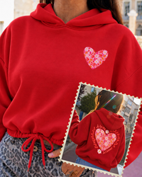 Sweat capuche nœud à la vie, à l'amour (❤️🩶🖤🩷)