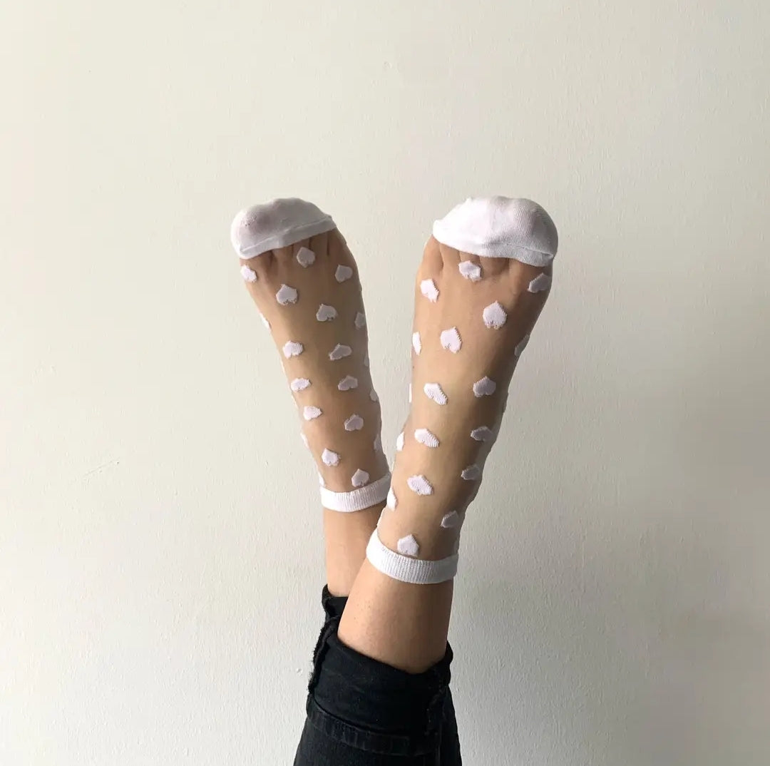 Chaussettes cœur blanches