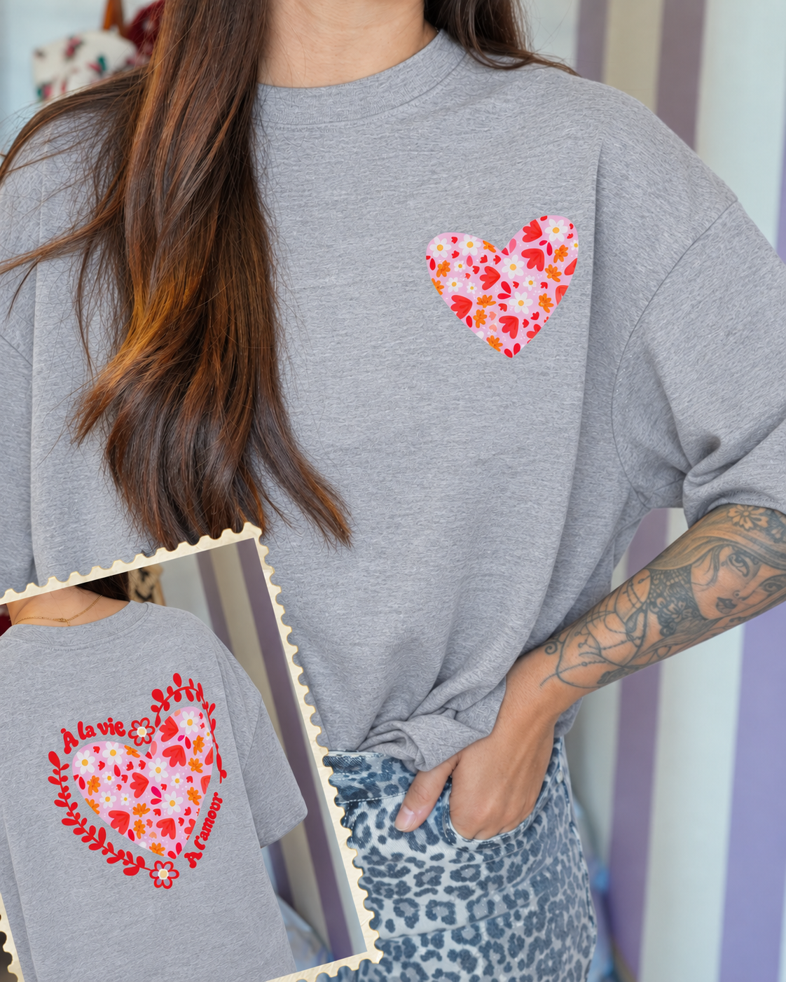 T-shirt à la vie, à l'amour (🩷🖤🩶🤍)