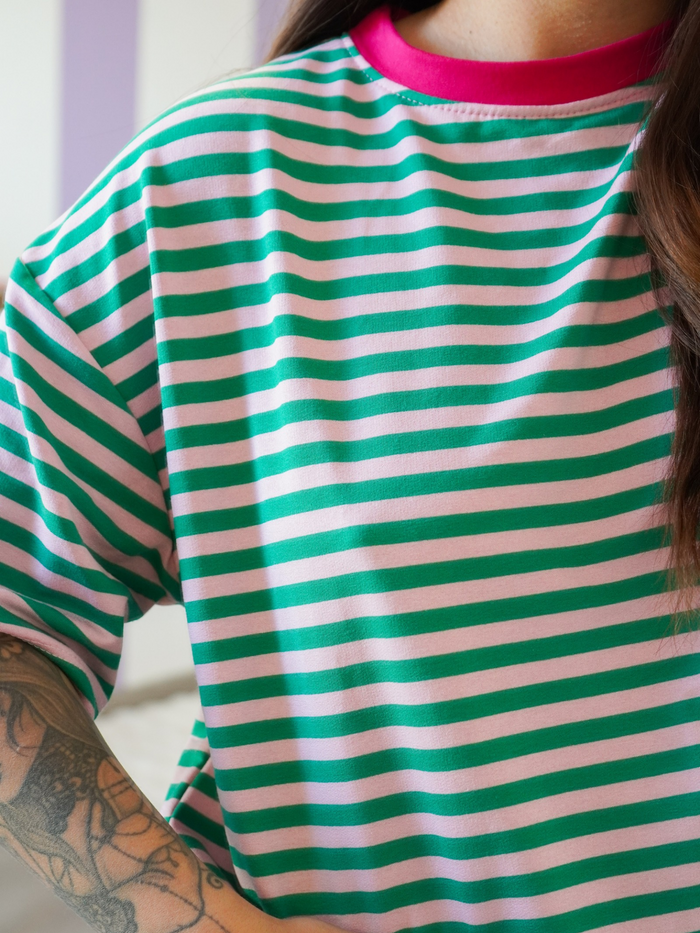 T-shirt rayures vert