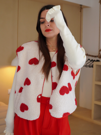 Gilet sans manches cœur écru