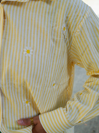 Chemise rayure brodée jaune