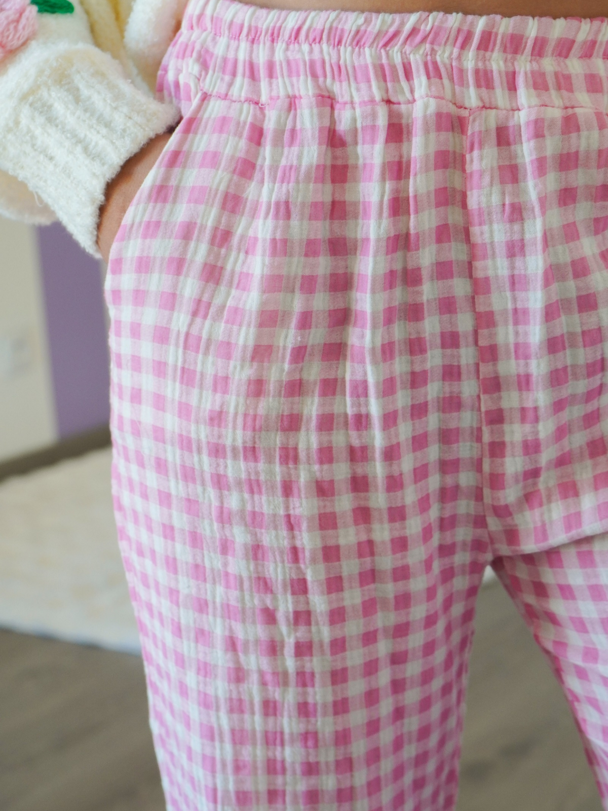Pantalon vichy rose