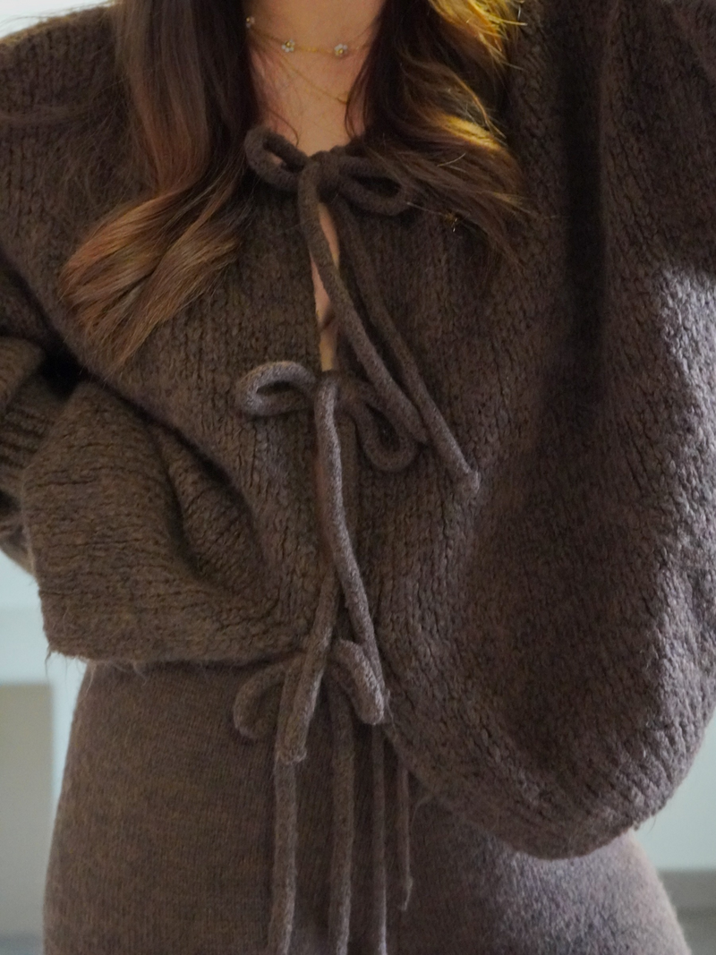 Pull gilet nœud chocolat