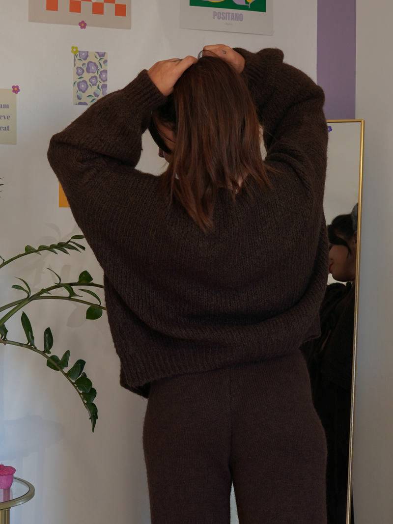 Pull gilet nœud chocolat