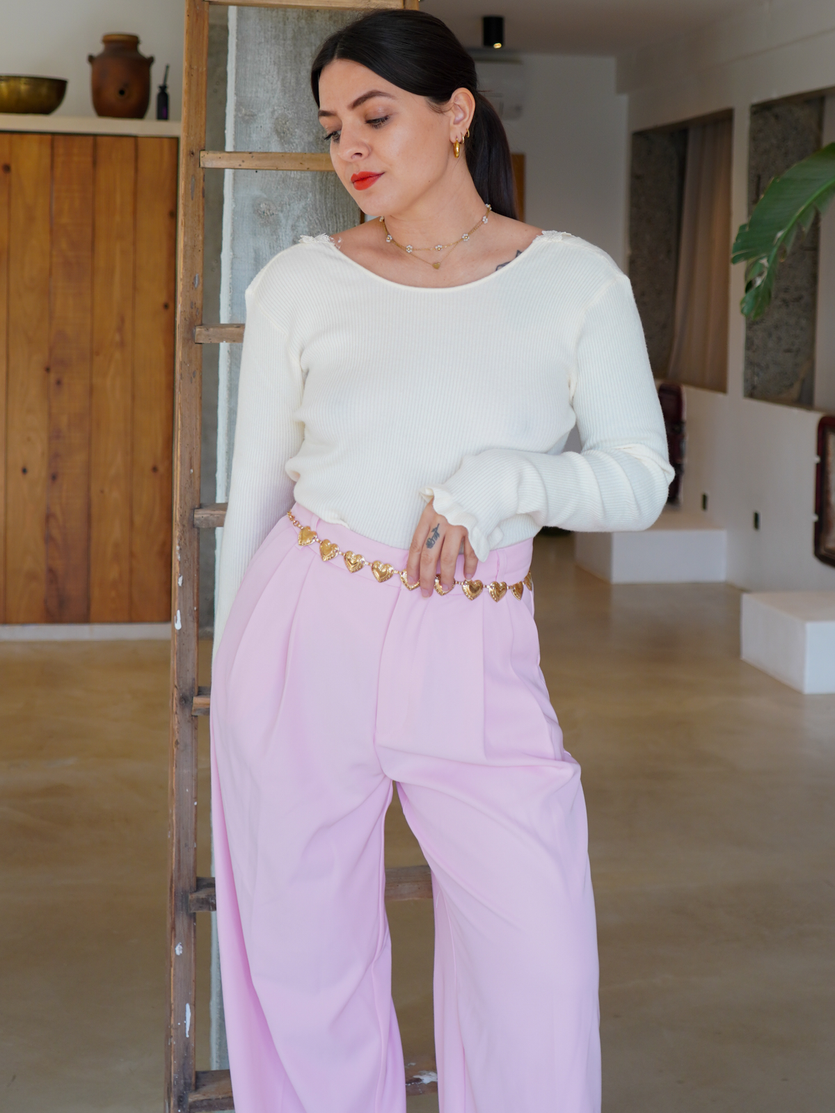 Pantalon classique rose