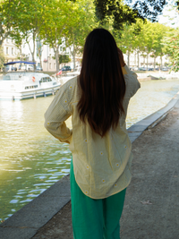 Chemise rayure brodée jaune