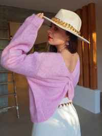 Pull croisé rose