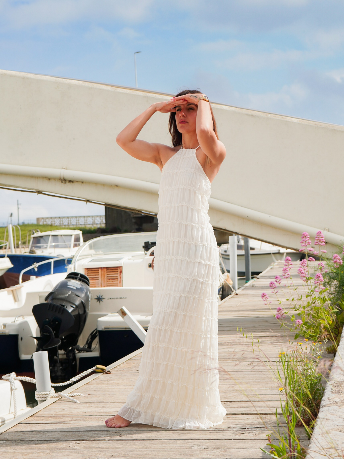 Robe longue écru