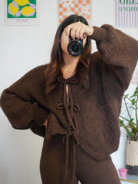 Pull gilet nœud chocolat