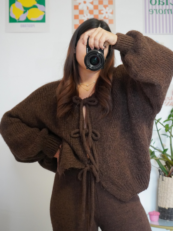 Pull gilet nœud chocolat