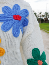 Pull fleurs colorées