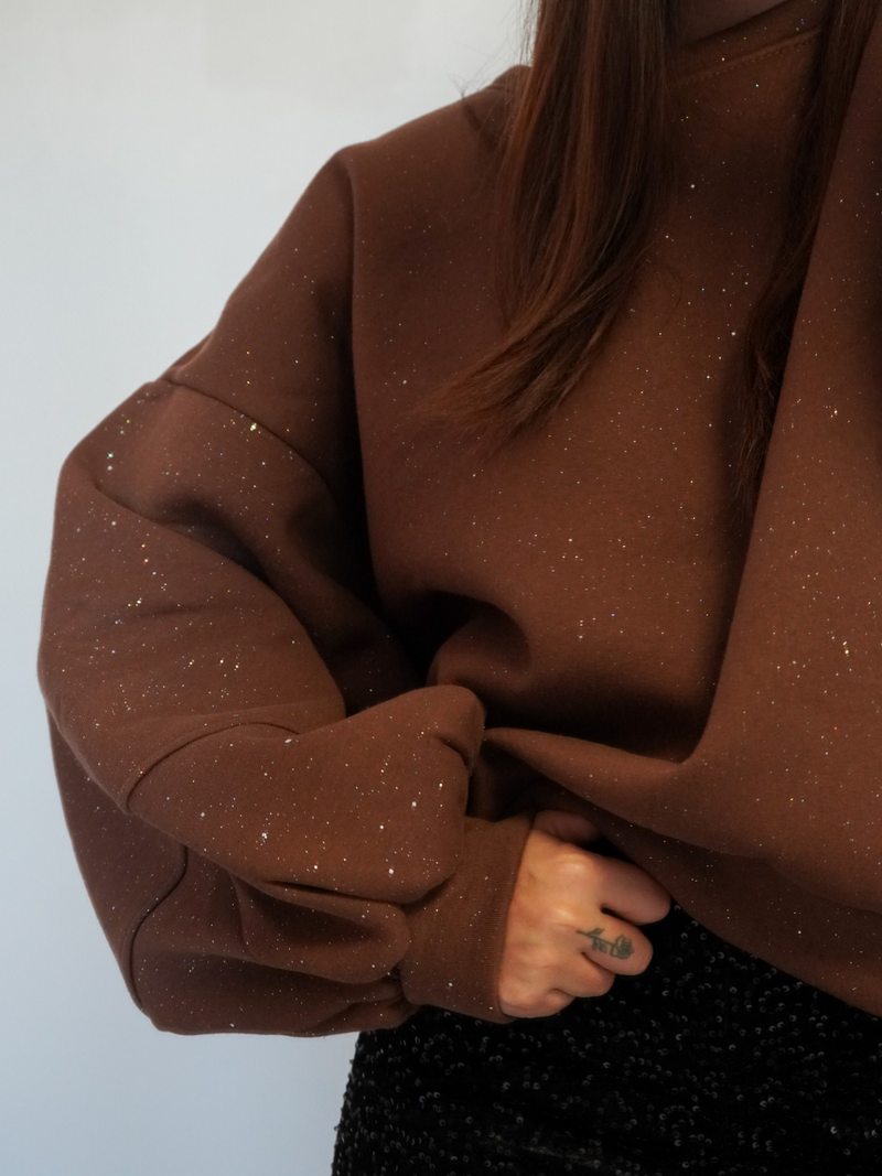 Sweat pailleté chocolat