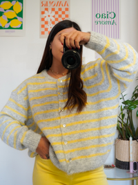 Cardigan gris/jaune