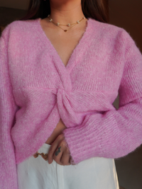 Pull croisé rose