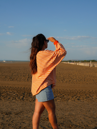 Marinière orange et écru