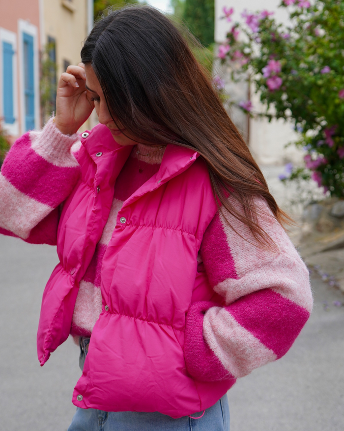 Doudoune sans manches rose