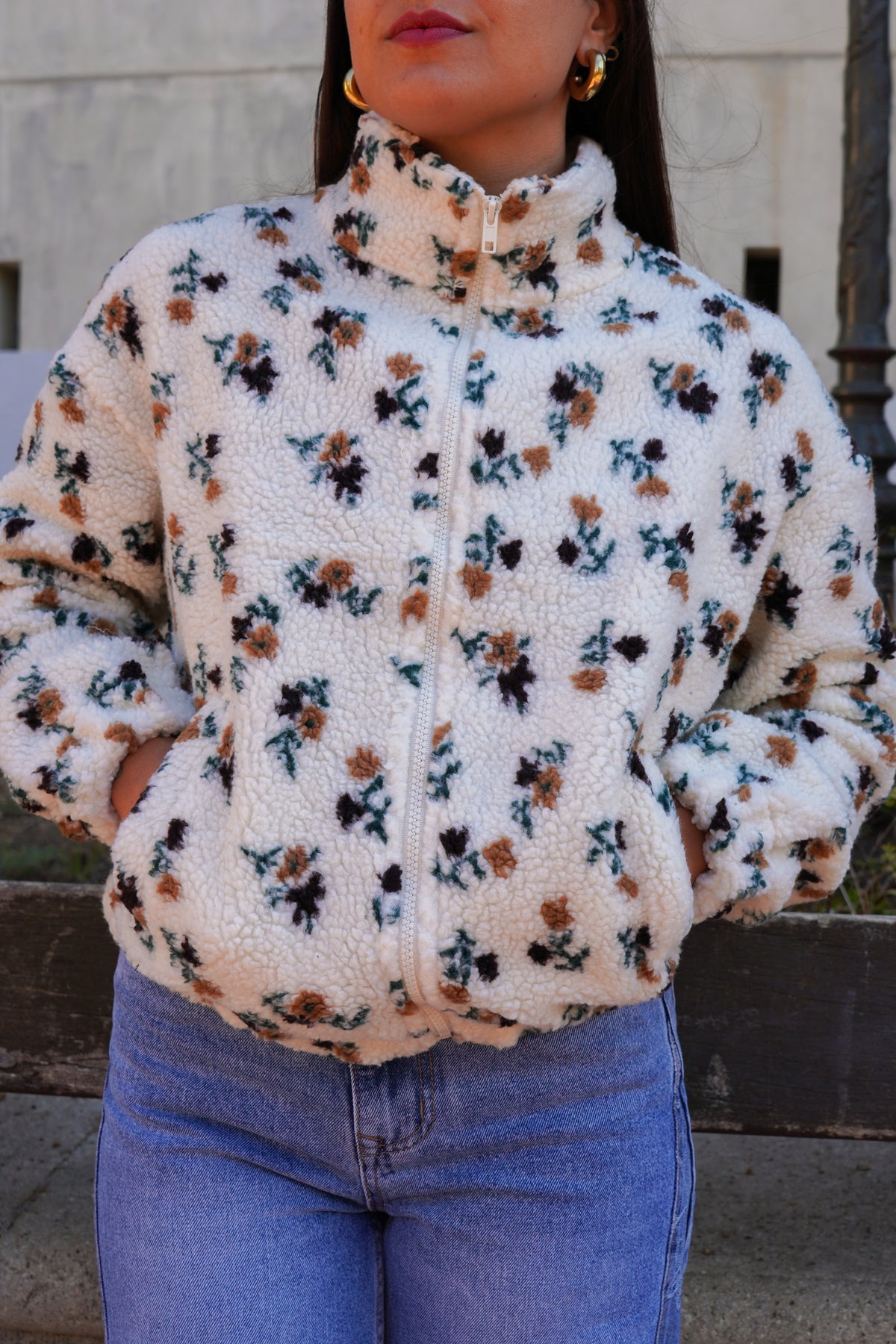 Polaire teddy fleurs choco
