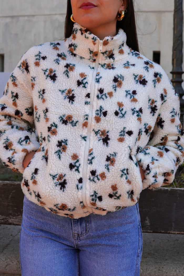 Polaire teddy fleurs choco