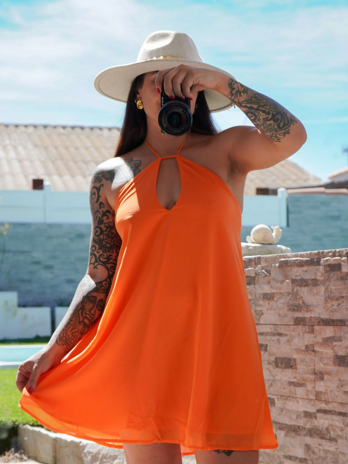 Robe fluide orange
