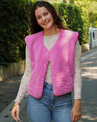 Gilet moumoute rose