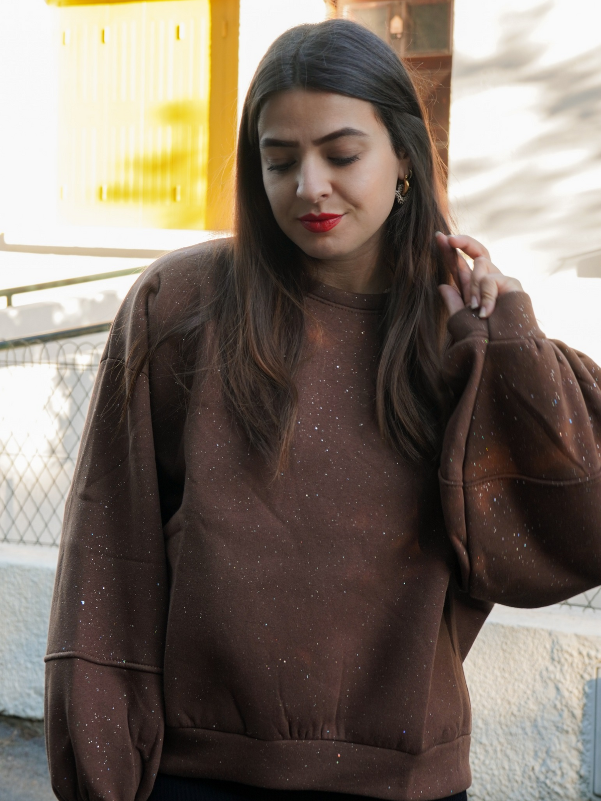 Sweat pailleté chocolat