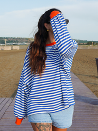 Marinière bleu et orange