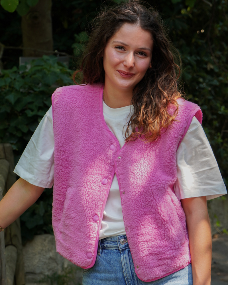 Gilet moumoute rose