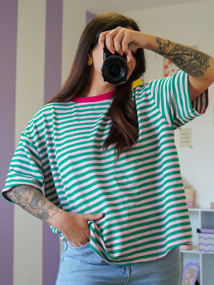 T-shirt rayures vert