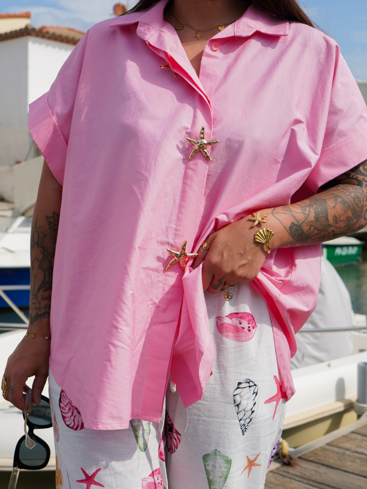 Chemise broche rose