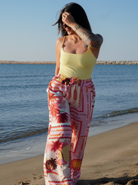 Pantalon imprimé palmiers