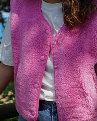 Gilet moumoute rose