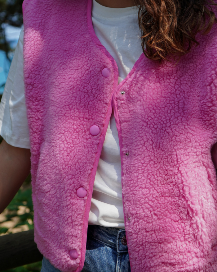 Gilet moumoute rose