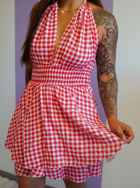 Combishort vichy rouge