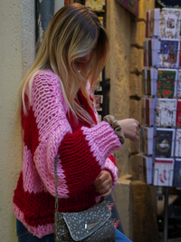 Gilet maille rose/rouge