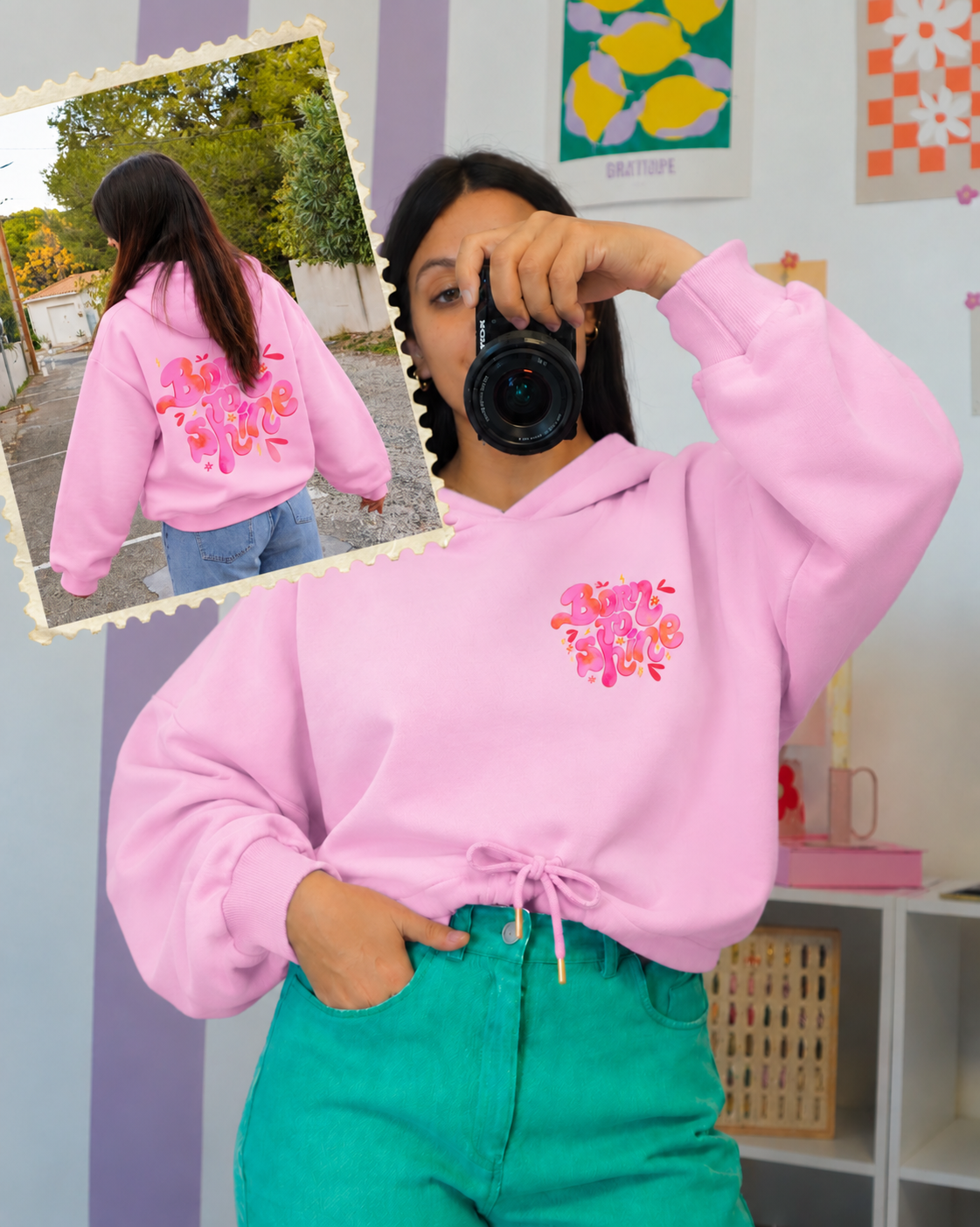 Sweat capuche (nœud) Born To Shine (4 couleurs)